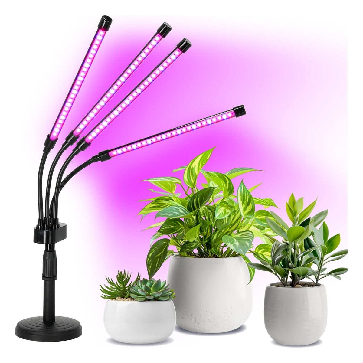 Beautiebeam Groeilamp voor kamerplanten, led-groeilamp, volledig spectrum, in hoogte verstelbaar, automatische timer, lage veiligheidsspanning 5 V, ideaal voor grote lichtplanten, bamboe, 2 stuks