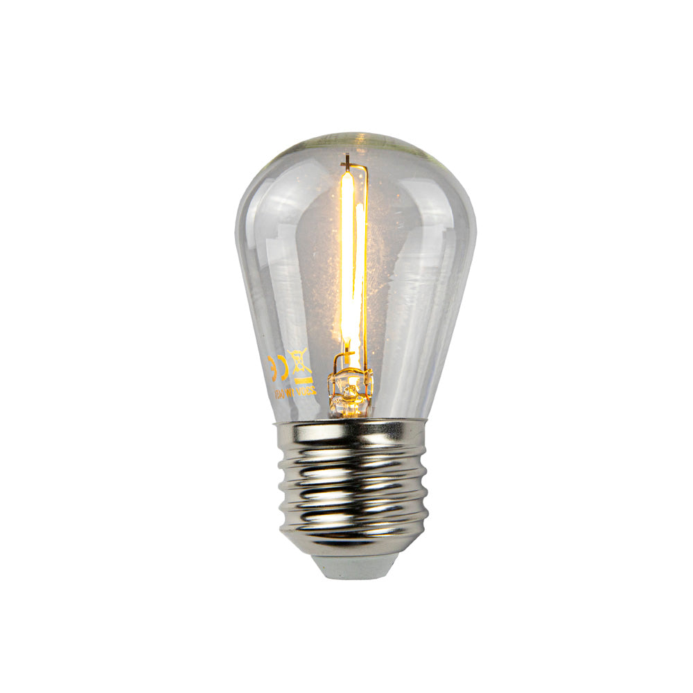 LED filament lamp - 1W - E27 - 2700K - Warm wit - 5 stuks-vooraanzicht- lamp aan