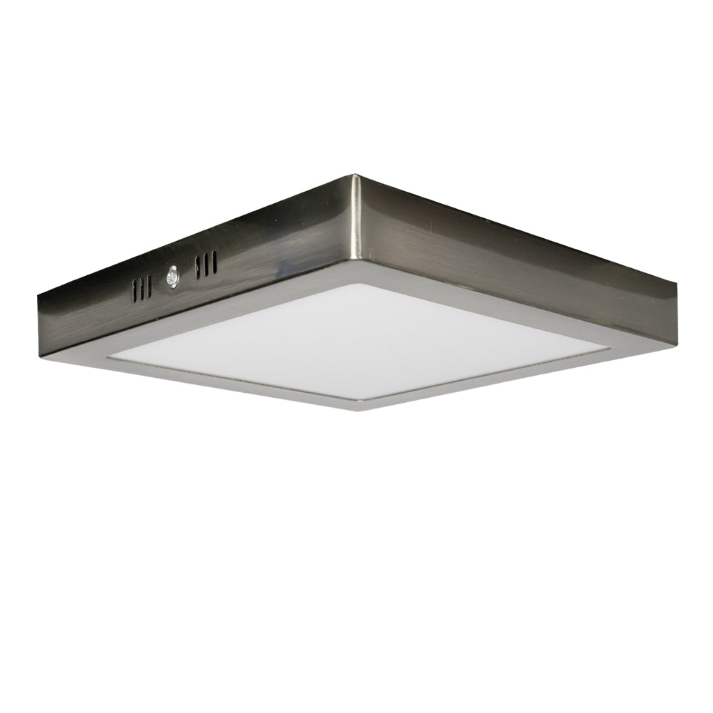 LED Plafondlamp vierkant | 12 watt | Mat chrome | IP20 | 4000K (naturel wit) - onderkant