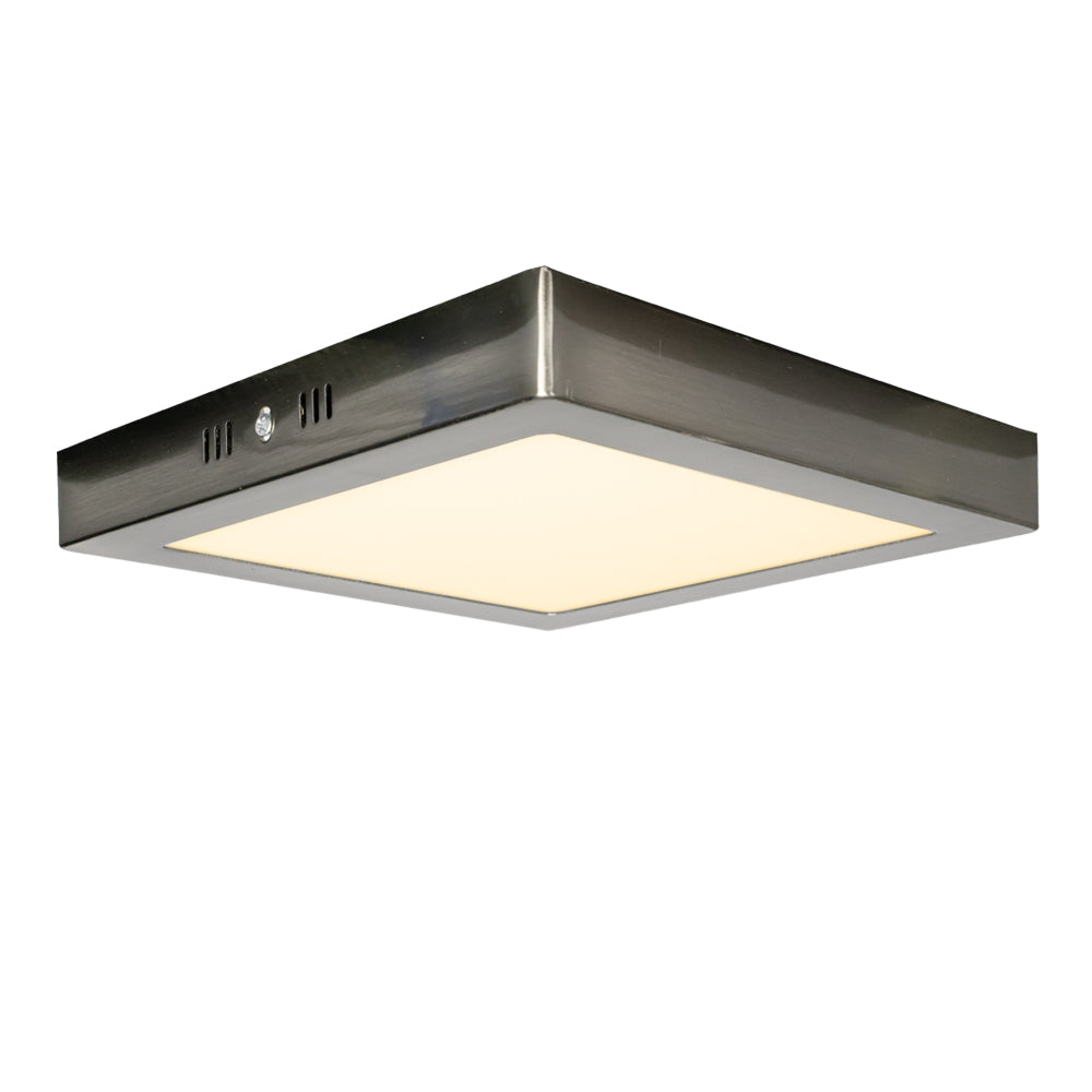 LED Plafondlamp vierkant | 12 watt | Mat chrome | IP20 | 4000K (naturel wit) - zijaanzicht