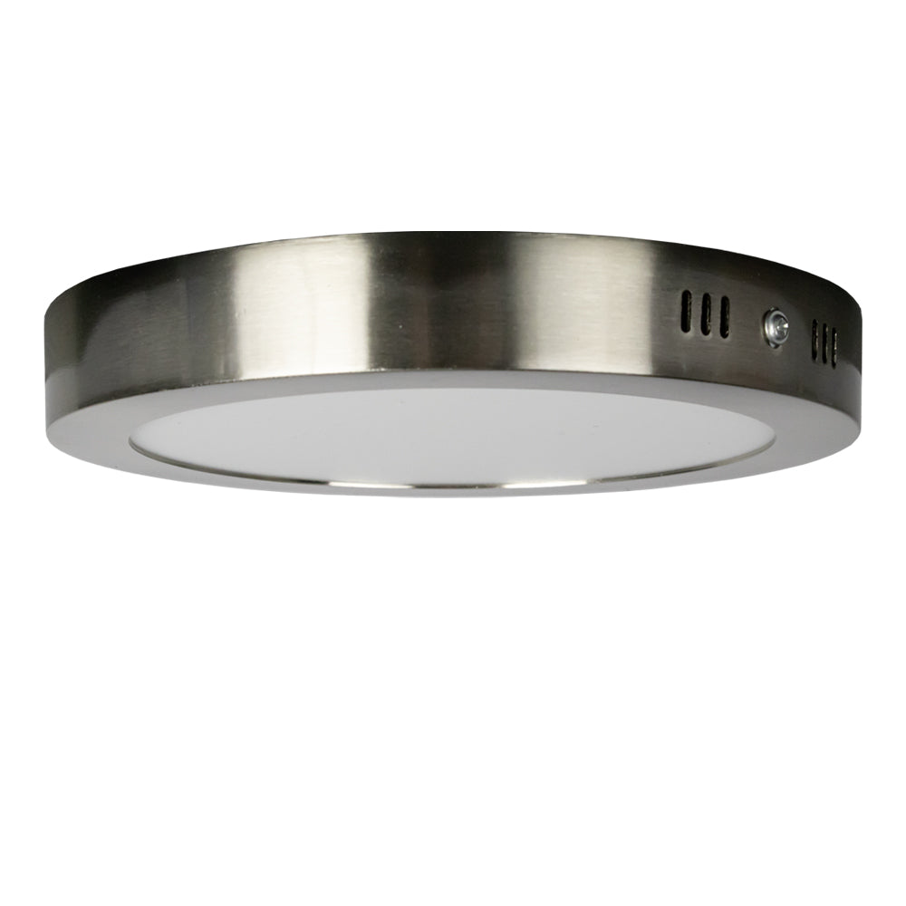 LED Plafondlamp rond | 18 watt | Mat chrome | IP20 | 4000K (naturel wit) - zijnaanzicht