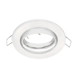 Wit ronde GU10 inbouwspot armatuur met kantelbare fitting, schuin bovenaanzicht.
