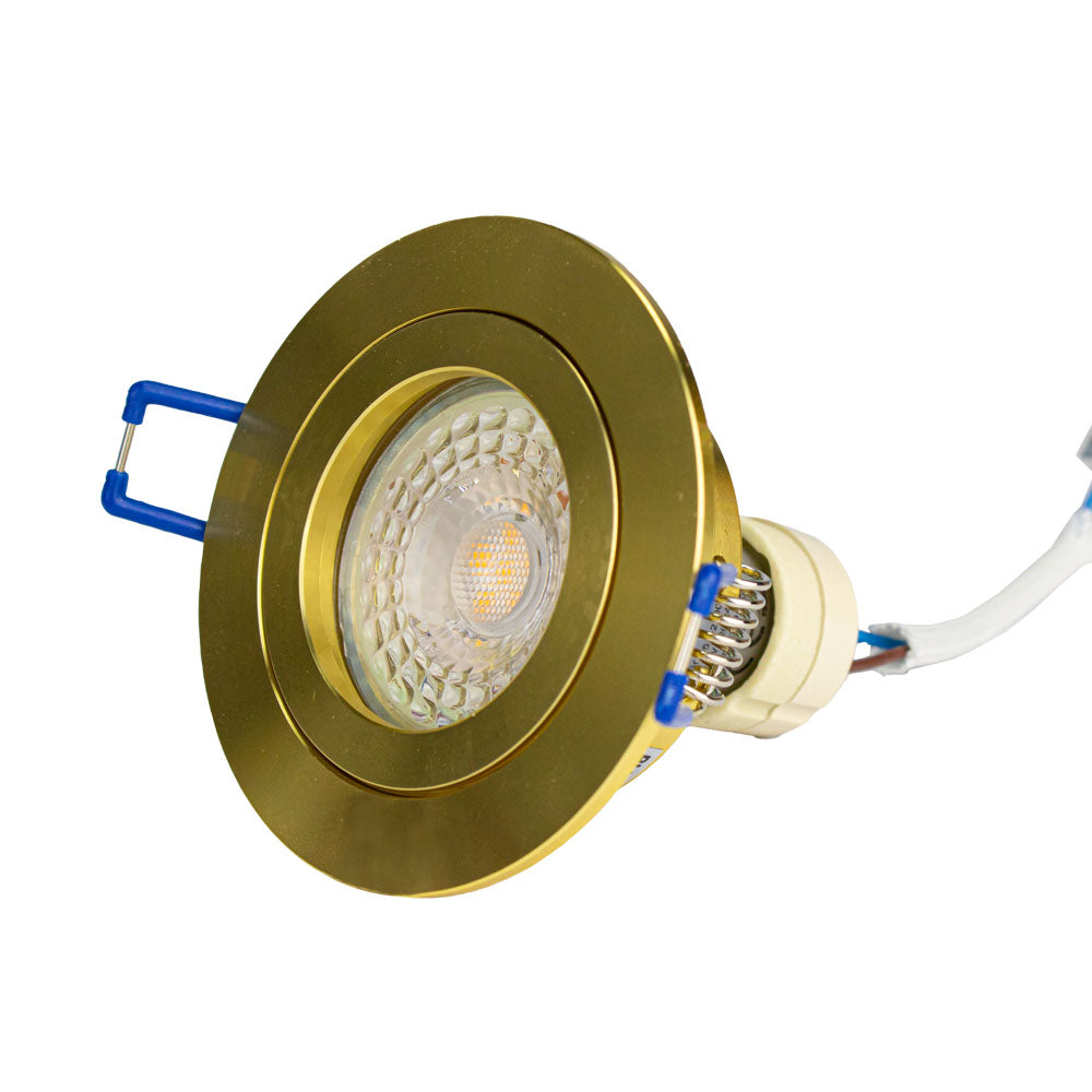 LED Inbouw Spot | Ø70mm | Rond | Goud | Met fitting | Liggend