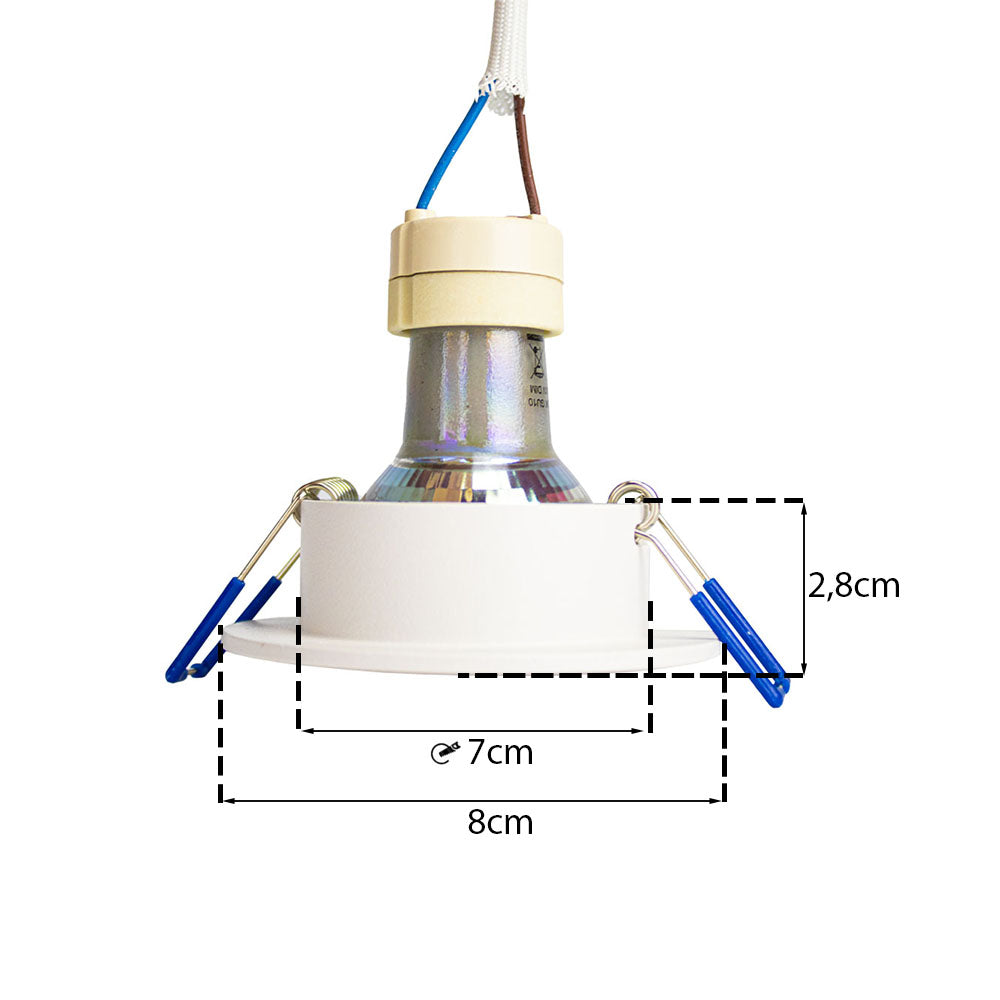 LED Spot Armatuur | Ø70mm | Rond | Wit / Goud | Afmetingen