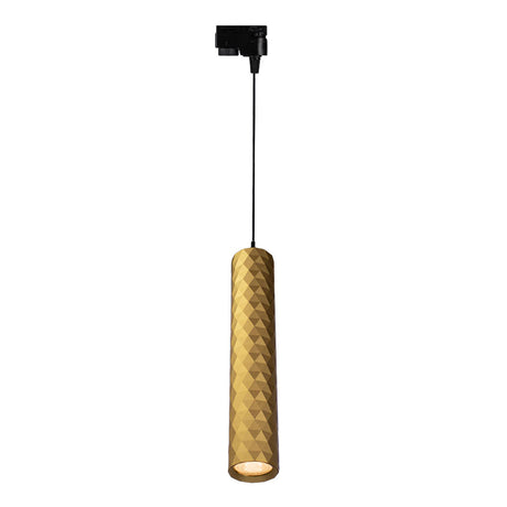 3-fase Langwerpige hanglamp 29cm | Ruit structuur | Goud | GU10 fitting | Aan foto