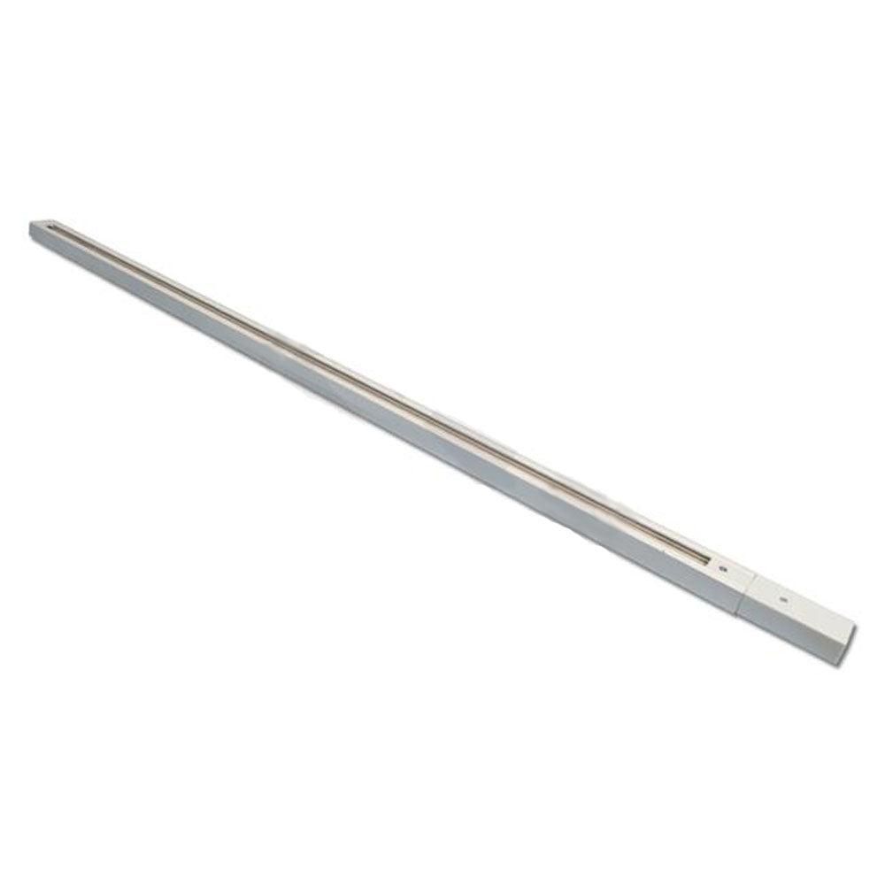 Aluminium gordijnrails wit, schuin bovenaanzicht met zicht op de gleuf voor het ophangsysteem.