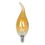 LED Filament kaarslamp met tip 4W Amber | Dimbaar | E14 | 2700K - Warm wit - vooraanzicht lamp uit