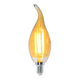 LED Filament kaarslamp met tip 4W Amber | Dimbaar | E14 | 2700K - Warm wit - vooraanzicht lamp aan