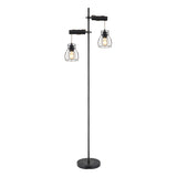 Vloerlamp BLACKY Glas 167.0cm Matt zwart|Smoked E14 3-Lichts