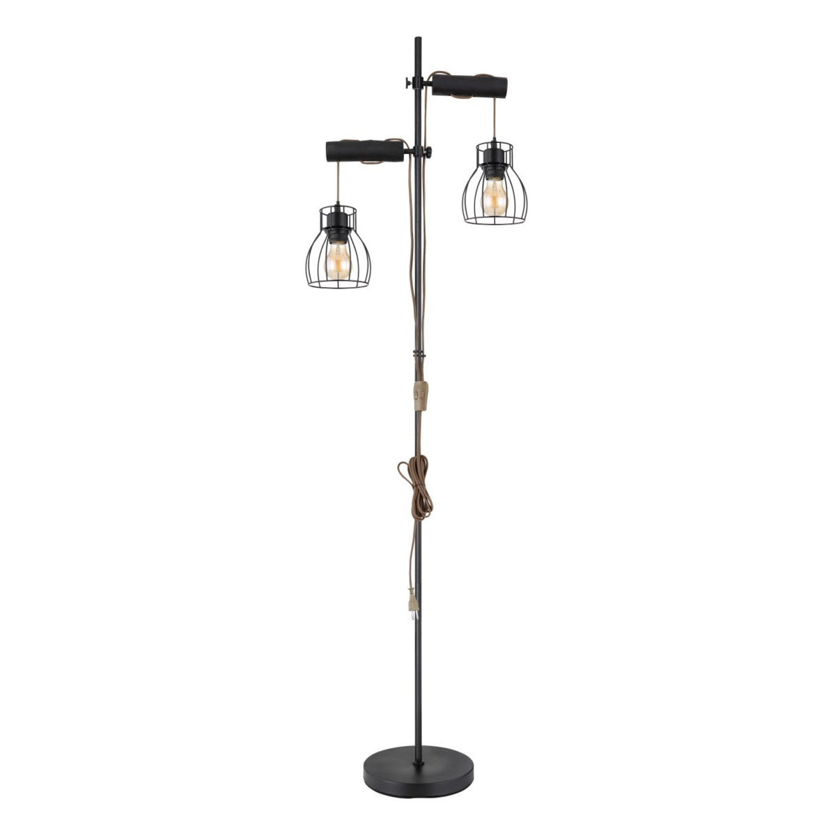 Vloerlamp BLACKY Glas 167.0cm Matt zwart|Smoked E14 3-Lichts