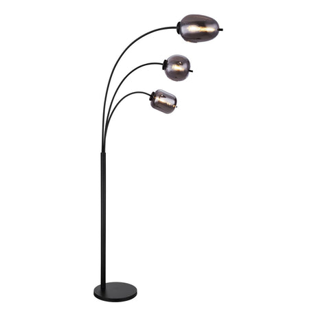 Vloerlamp GIUSEPPE Glas 165.0cm Matt zwart|Amber E27 1-Lichts