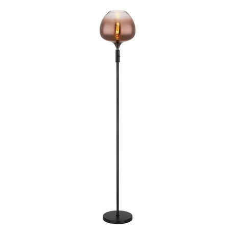 Vloerlamp SHAUN Glas 150.0cm Matt zwart|Smoked E27 2-Lichts