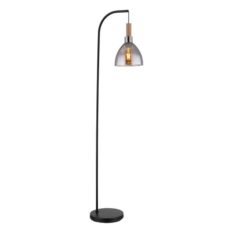 Vloerlamp HUBERTUS Glas 154.0cm Matt zwart|Smoked E14 3-Lichts