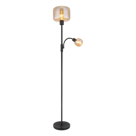 Vloerlamp MAXY Glas 165.0cm Matt zwart|Smoked E27 3-Lichts