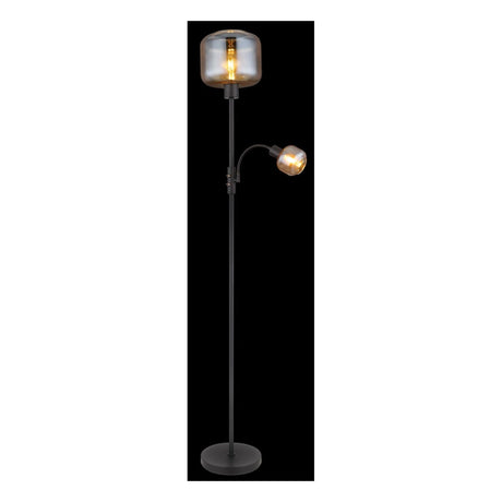 Vloerlamp MAXY Glas 165.0cm Matt zwart|Smoked E27 3-Lichts