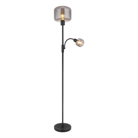 Vloerlamp BLACKY Glas 165.0cm Matt zwart|Smoked E14 3-Lichts