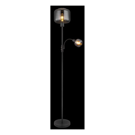 Vloerlamp BLACKY Glas 165.0cm Matt zwart|Smoked E14 3-Lichts