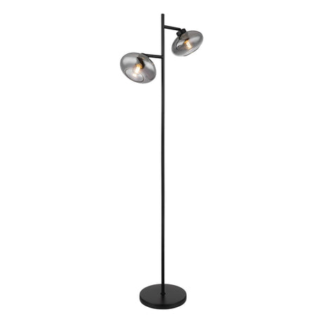 Vloerlamp RIHA Glas 150.0cm Matt zwart|Smoked G9 6-Lichts