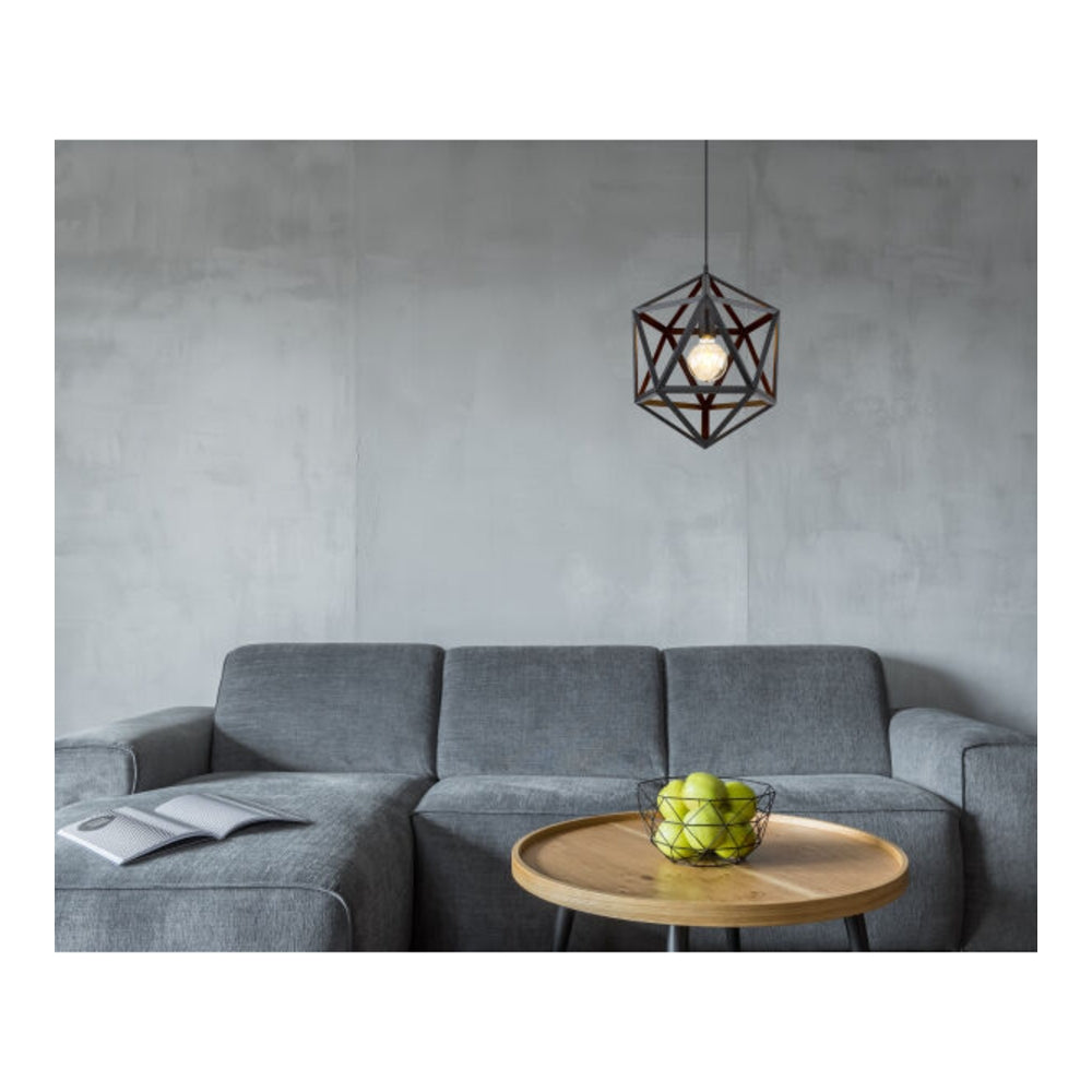 LED moderne Binnen hanglamp-1x E27-zwart-vooraanzicht- sfeerfoto