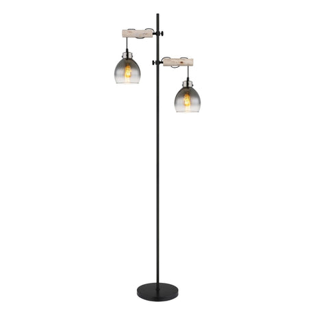 Vloerlamp GIUSEPPE Glas 165.0cm Matt zwart|Smoked E27 1-Lichts