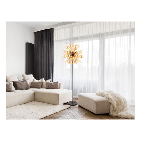 Vloerlamp LAVUS Glas 165.0cm Matt zwart|Smoked E27 3-Lichts