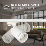 LED 1-fase railspot met GU10 fitting Witte met ring - kantelbaar