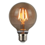 LED Filament Globe lamp smoked - 80mm - 6 Watt - Dimbaar - 2200K - Extra warm - vooraanzicht - lamp aan