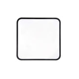 Vierkante witte spiegel met zwarte rand, vooraanzicht, minimalistisch ontwerp geschikt voor moderne interieurs of badkamers.