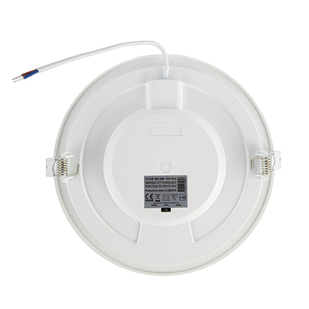 LED inbouw downlight rond - 20W - DIMBAAR - Ø205mm - CCT - 3 lichtkleuren -achteraanzicht