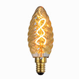 LED FILAMENT E14 KAARS RIBBEL DIMBAAR AMBER 2W - vooraanzicht lamp aan