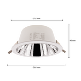 LED DOWNLIGHT | KERBER | CCT-SWITCH | Ø75MM | 7W | WIT | Afmetingen