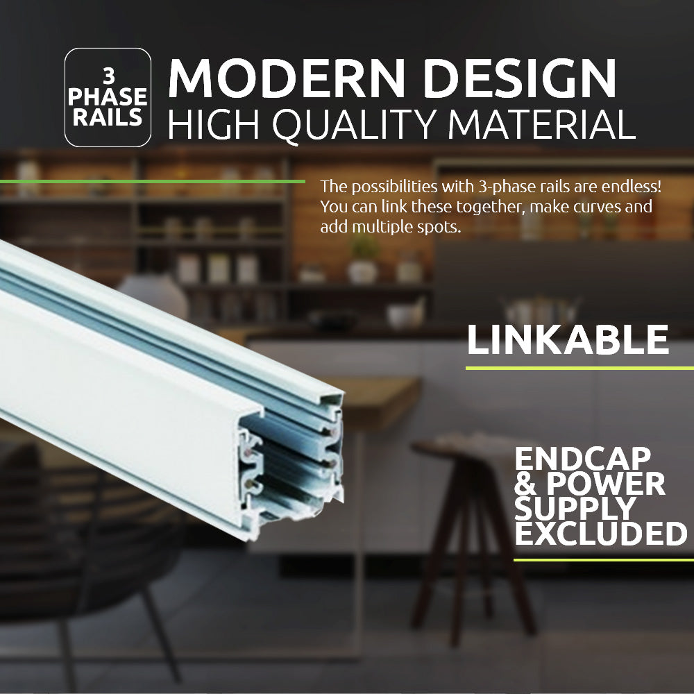 3 fase rail wit - hoge kwaliteit - 150cm - 200cm - 300cm
