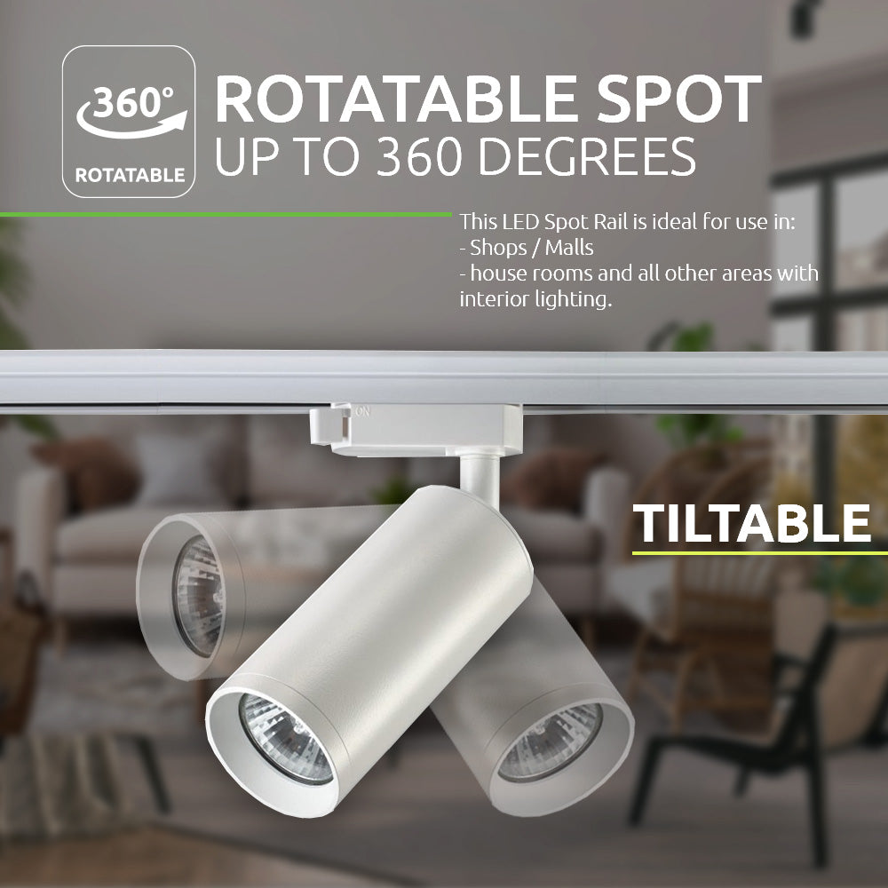 LED Railspot voor GU10 spot | 3-fase | Wit