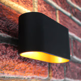 High Light | Wand lamp | zwart met goud | Oval | G9 fitting - sfeerfoto aan wand lamp aan