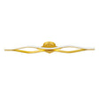 Moderne LED wandlamp in goudkleur met golvend design, vooraanzicht.
