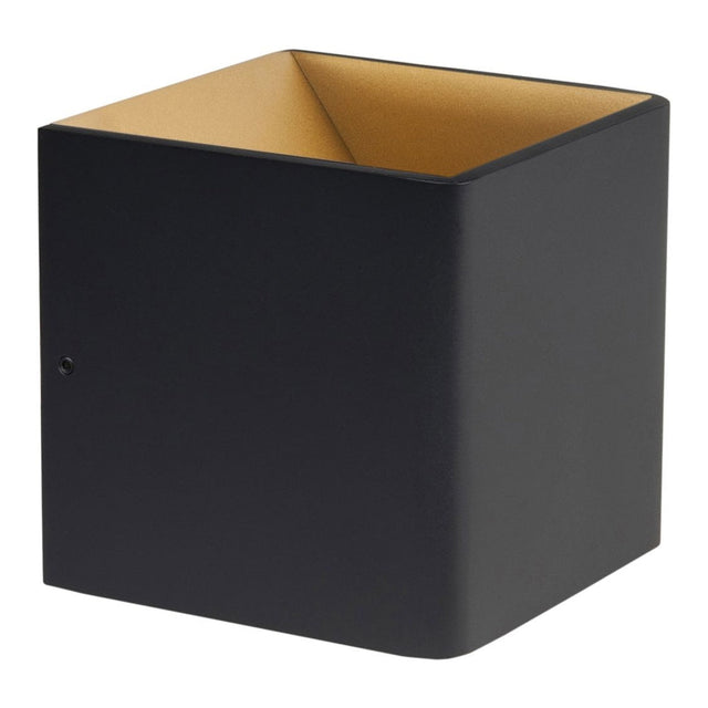 LED Cube Wandlamp - DIMBAAR - 2700K - 6W - Zwart/Goud - Stretto - voorkant