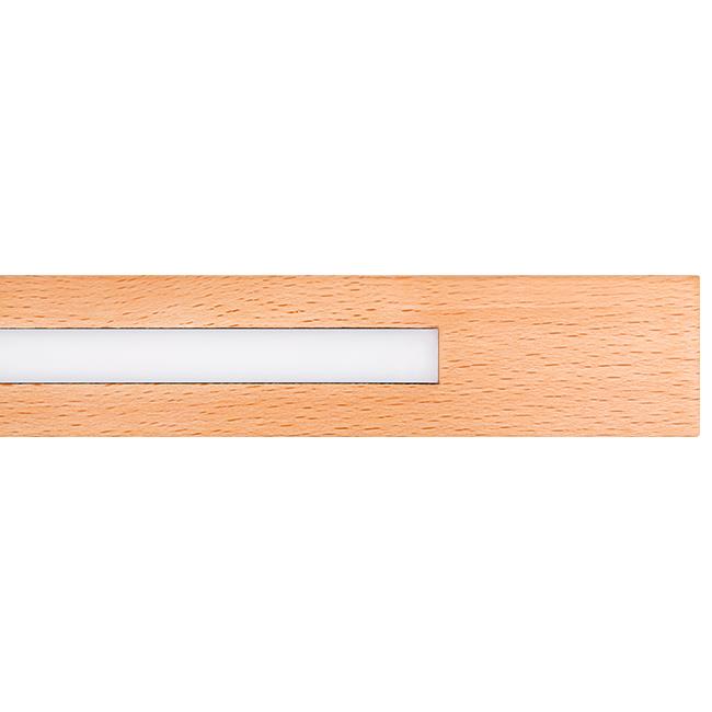 Rechthoekige houten handgreep met geïntegreerde witte inleg, vooraanzicht.