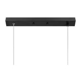Zwart metalen plafondbeugel voor hanglampen, vooraanzicht met twee ophangkabels en centrale bevestigingspunten.
