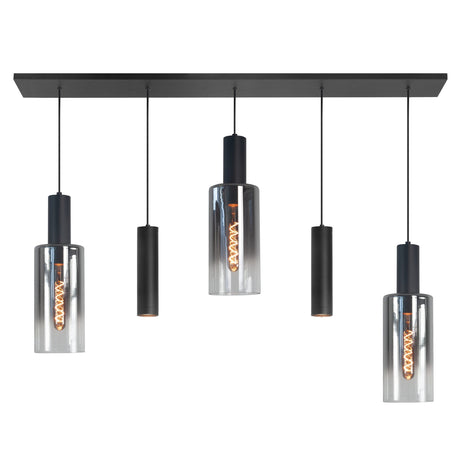 Moderne Hanglamp | Zwart | 2 x GU10 | 3 x E27 | Rechthoek