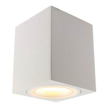 Opbouw spot armatuur wit - 80x100mm - vierkant - GU10 fitting - vooraanzicht - lamp aan