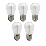 Set van vijf heldere LED filament lampen met E27 fitting, klassiek peermodel, vooraanzicht tegen een witte achtergrond.