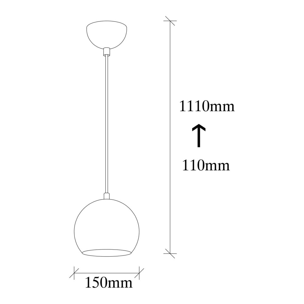 Modern Hanglamp - E27 fitting - Zaria - vooraanzicht - met afmetingen