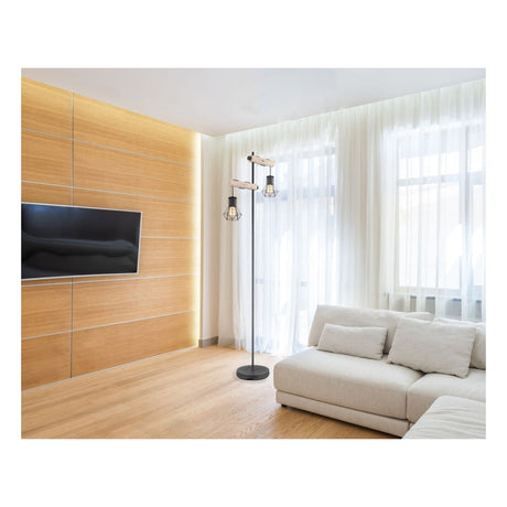 Vloerlamp RIHA Glas 155.0cm Matt zwart|Amber G9 6-Lichts