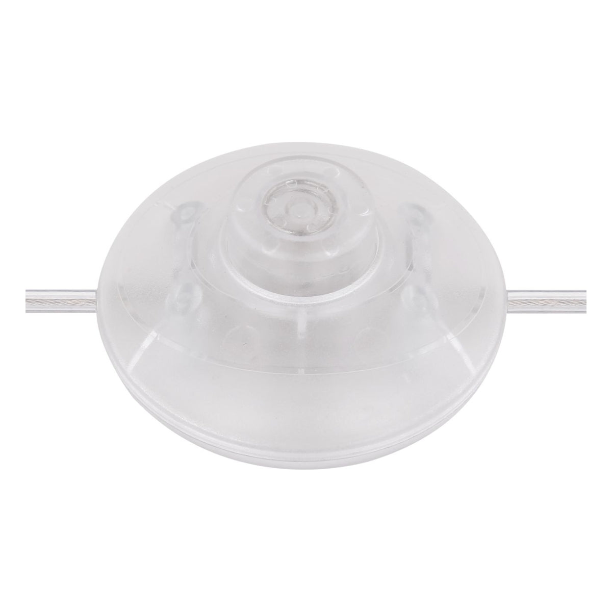 Transparante ronde zuignap met haak, bovenaanzicht – ideaal voor bevestiging van lichte voorwerpen aan gladde oppervlakken zoals glas of tegels.