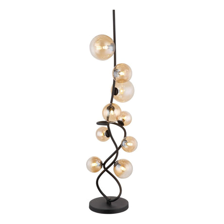 Vloerlamp RYAN Glas 150.0cm Matt zwart|Smoked E27 2-Lichts