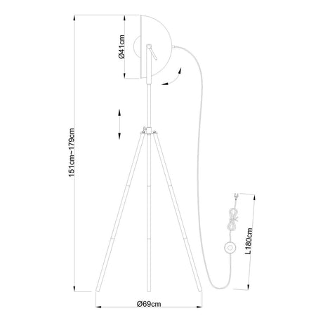 Vloerlamp RIHA Glas 155.0cm Matt grijs G9 6-Lichts