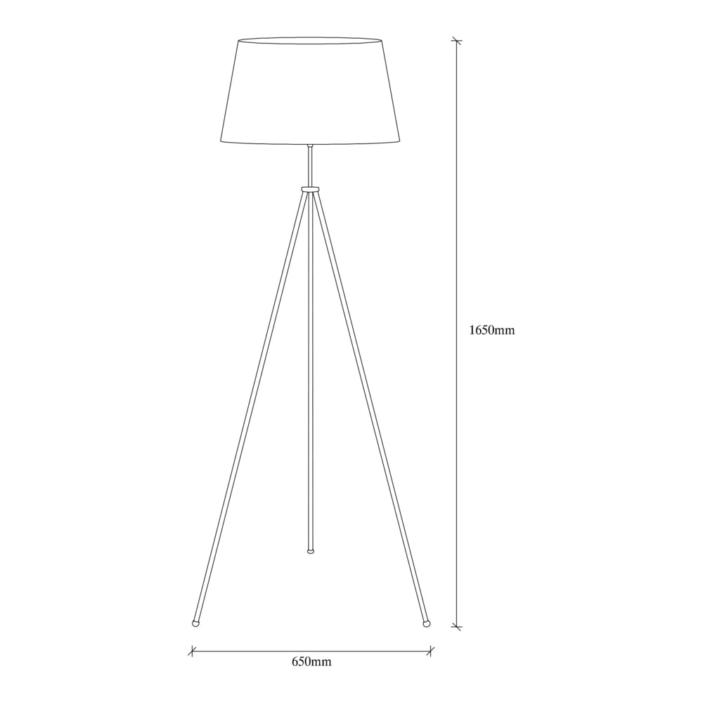 LED Moderne Vloerlamp - Metaal - Zwart - E27 fitting - vooraanzicht - met afmetingen