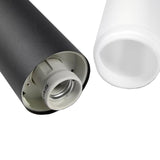 Close-up aanzicht van een zwarte en witte cilindervormige plafondspotlamp met E27 fitting, geschikt voor moderne interieurverlichting.