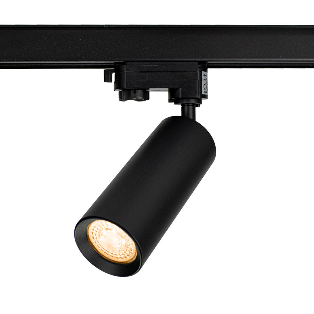 LED Railspot voor GU10 spot | Ø60 x 144mm | 3-fase | Zwart | Aan foto