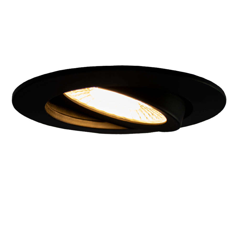 LED ondiepe Inbouwspot zwart MIRAN | 6W | Dimbaar | 68mm | IP65 Waterdicht | CCT | Aan foto